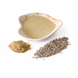 Fondant artisanal à la lavande dans coupelle artisanale , cire végétale parfumée,