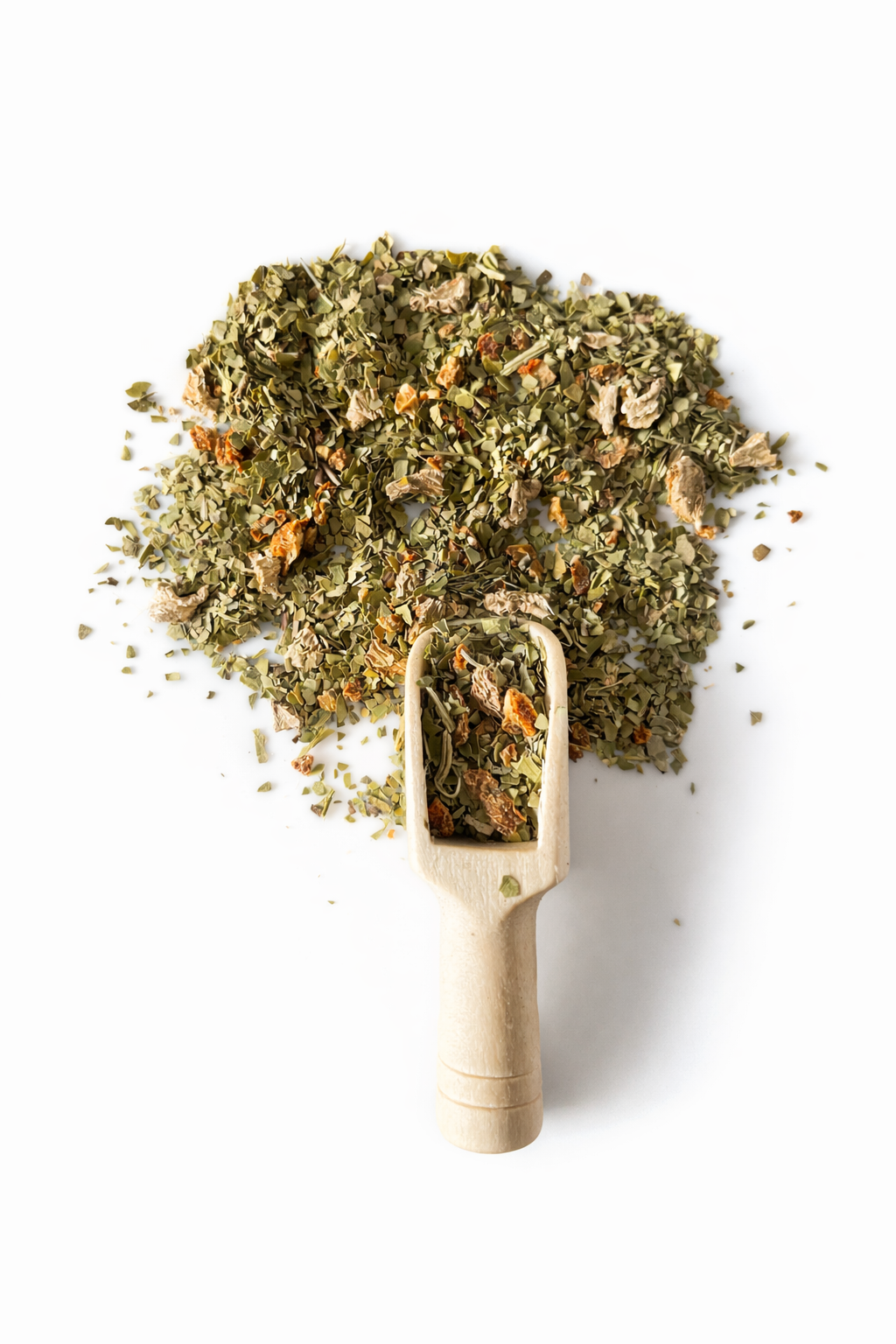 Infusion Vitalité Solaire composée de maté vert, gingembre et orange douce présentée en vrac