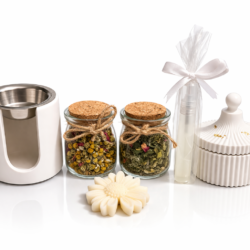 coffret bien être infusion artisanale fleurs brûleur fondant parfumé brume