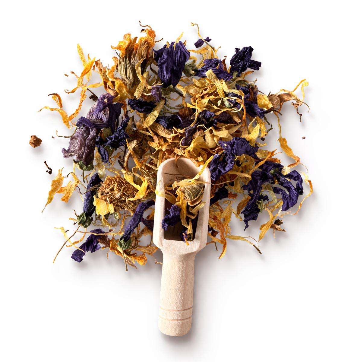 Infusion de fleurs de mauves séchées, Calendula, fleurs d’oranger