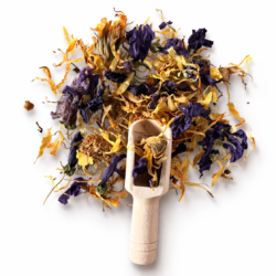 Infusion de fleurs de mauves séchées, Calendula, fleurs d’oranger