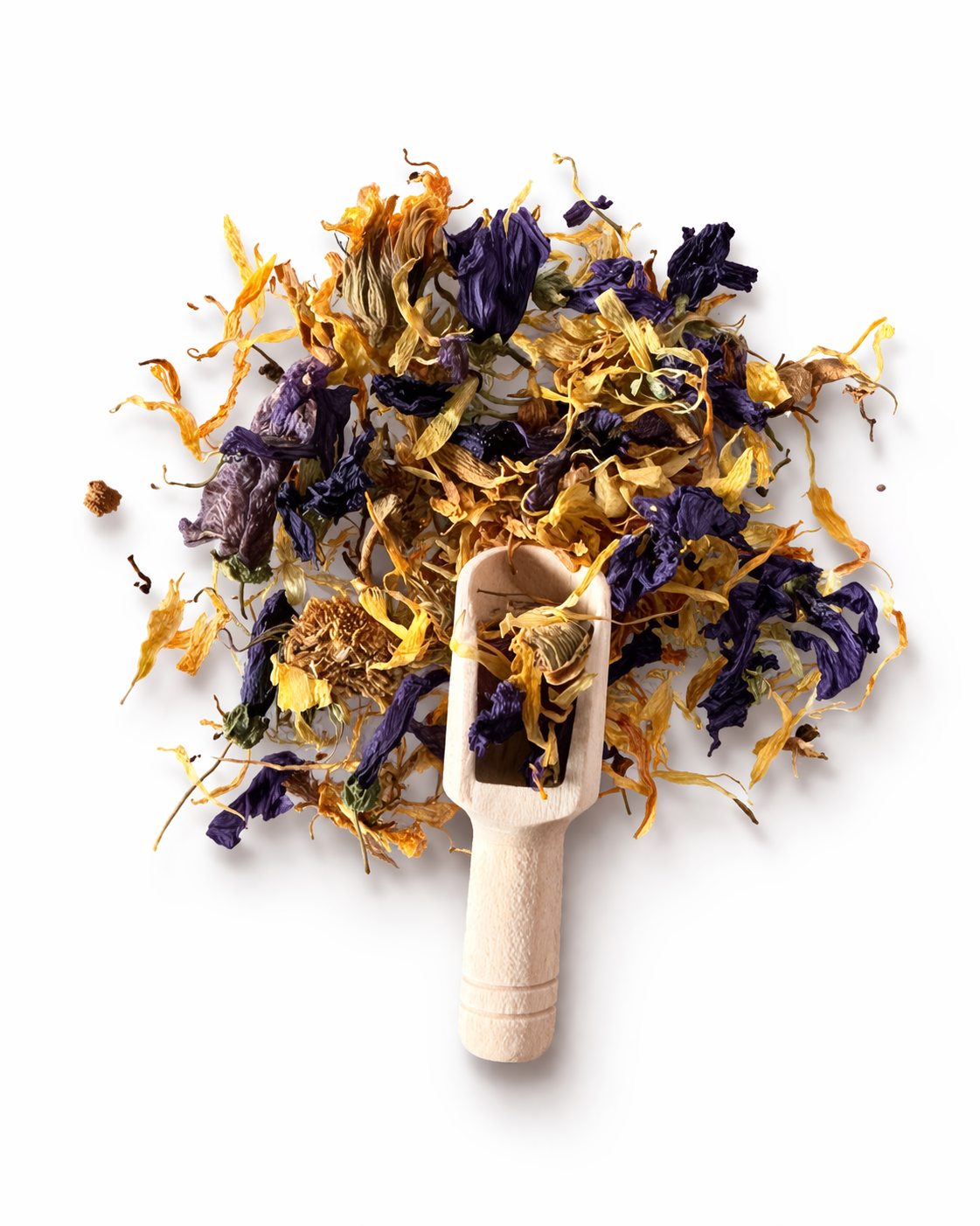 Infusion de fleurs de mauves séchées, Calendula, fleurs d’oranger